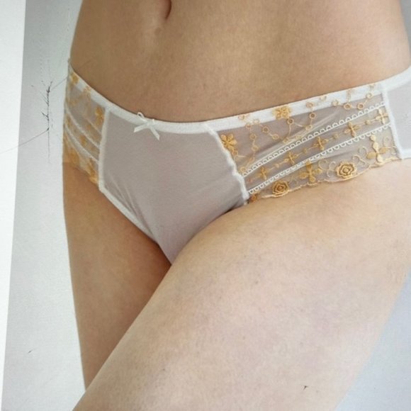 Brand New Embroidery Gold Laced & White Mesh Panty Various - Picture 4 of 6